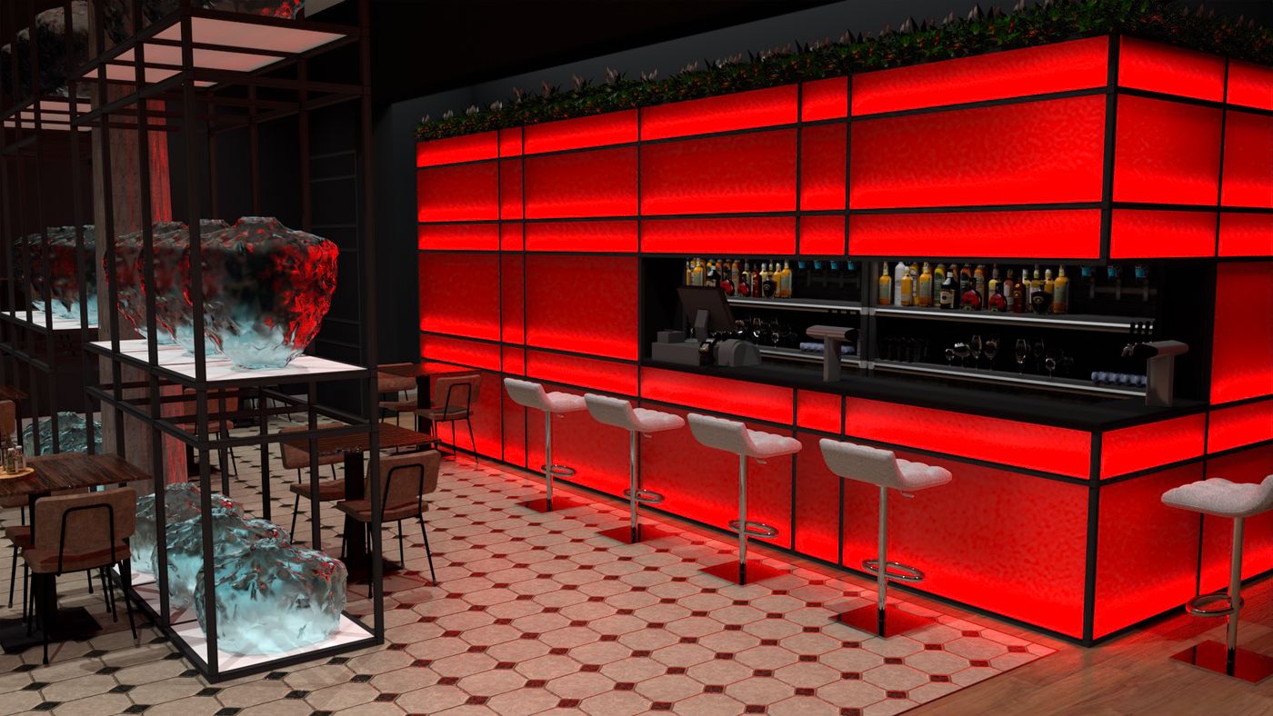 Illuminated bar — T3 — backlit boxes
