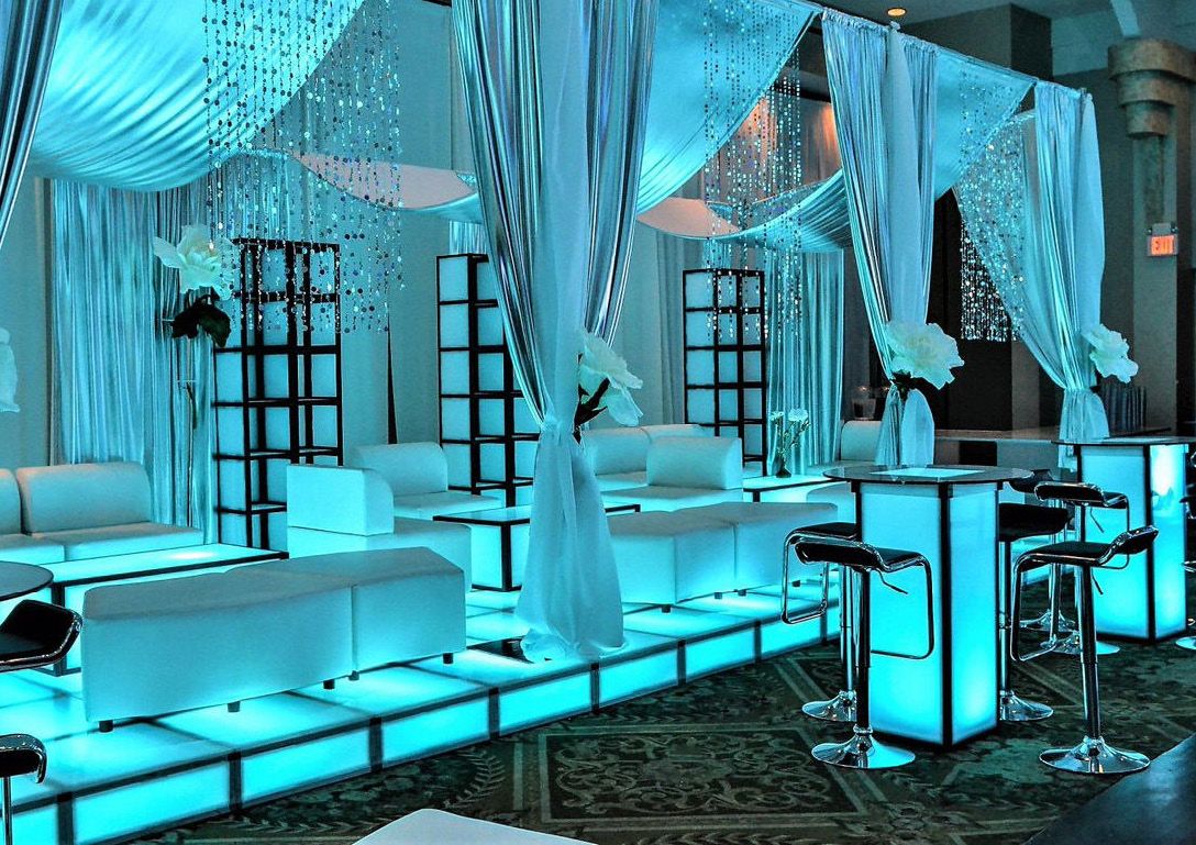 Illuminated lounge — T3 Frame — backlit floor and furniture