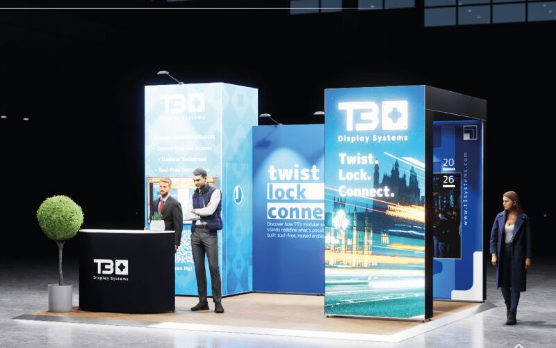 T3 Display Systems booth — T3 — Twist, Lock, Connect