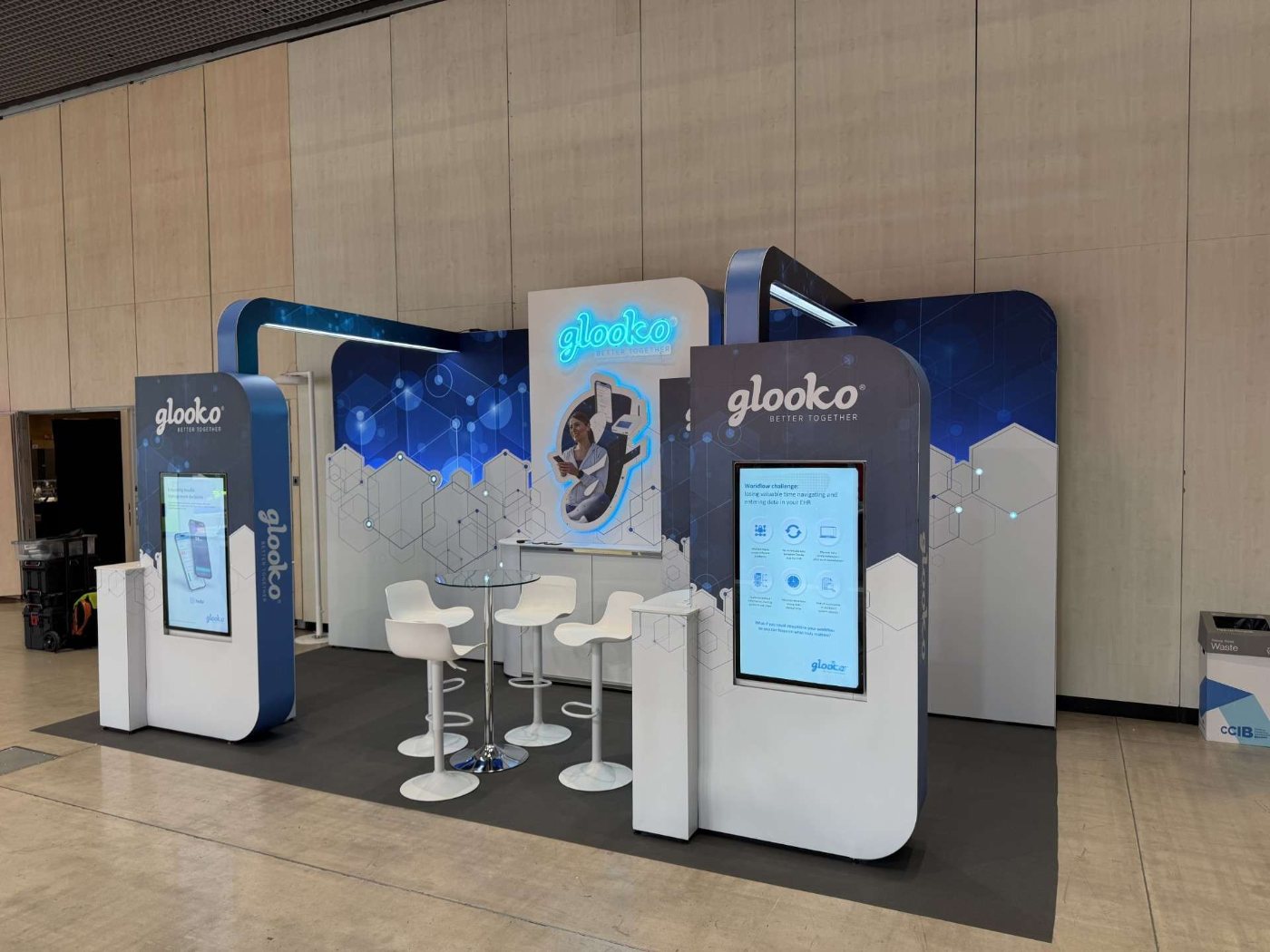 Glooko — ATTD Barcelone — stand modulaire T3 Display Systems, kiosque interactif modulaire, congrès médical